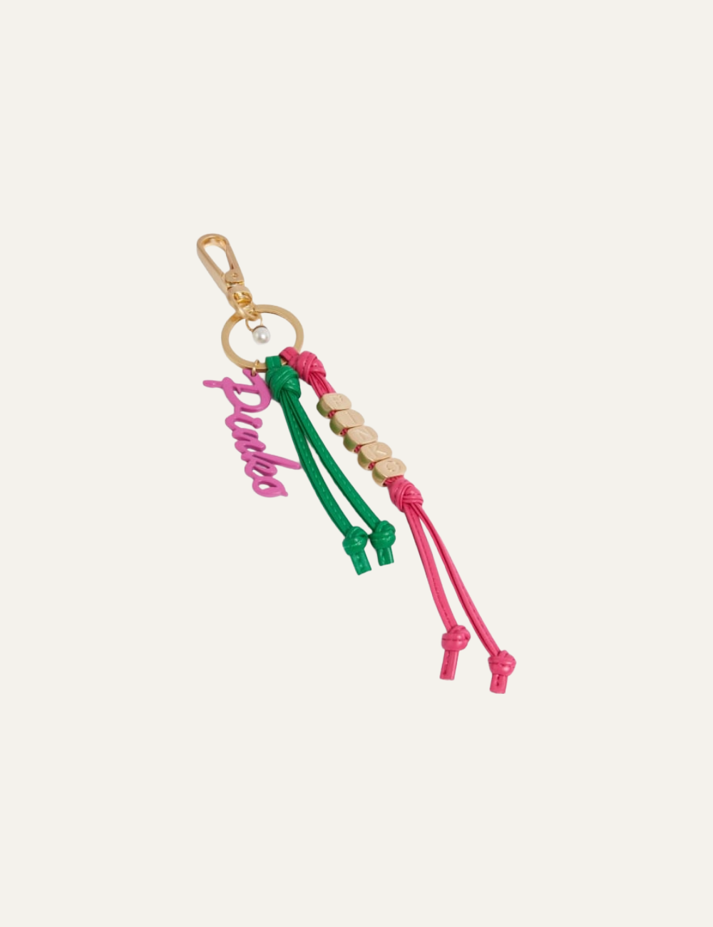 PINKO KEY RING WITH BEADS AND PINKO LETTERING LOGO