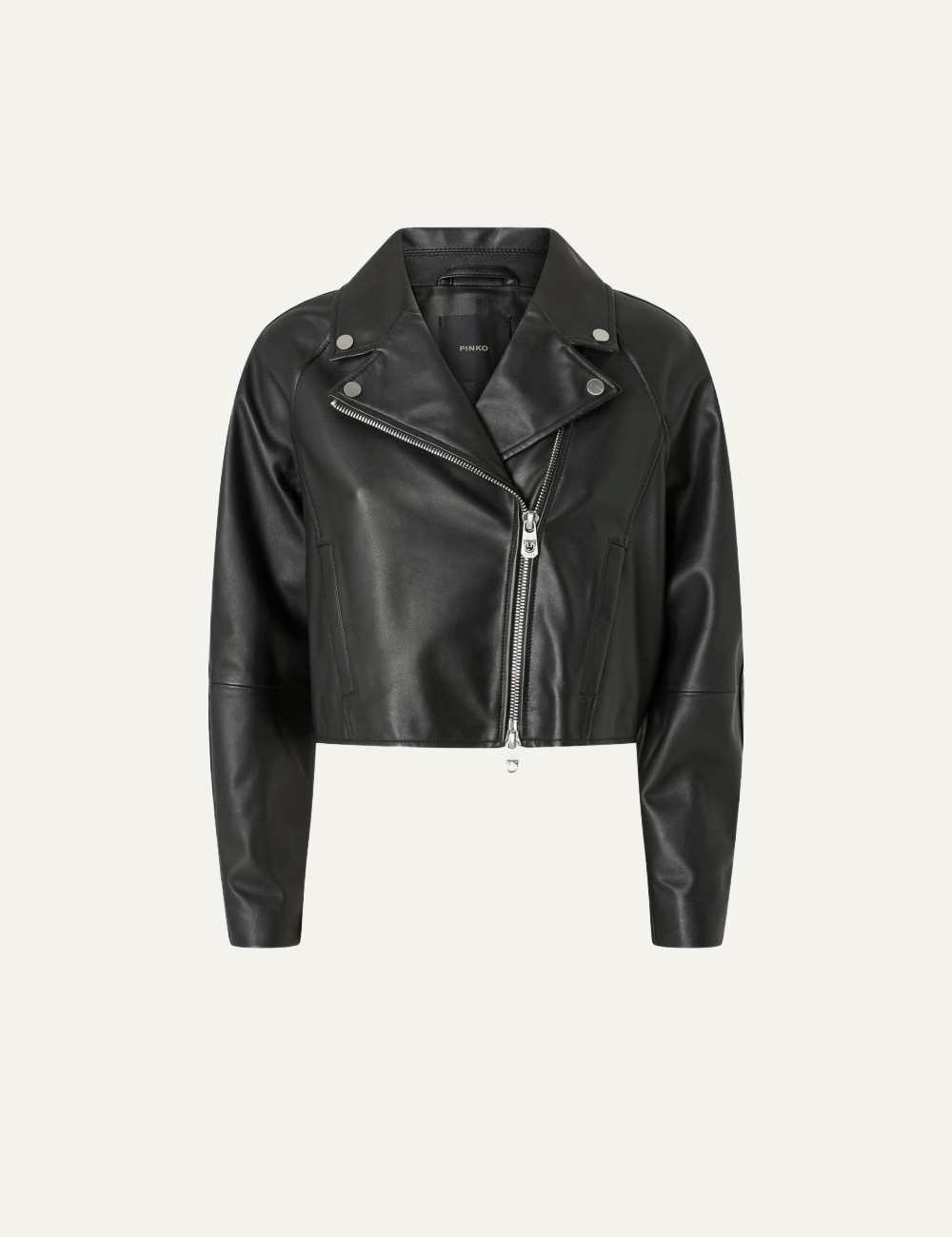 PINKO CROPPED NAPPA LEATHER BIKER JACKET