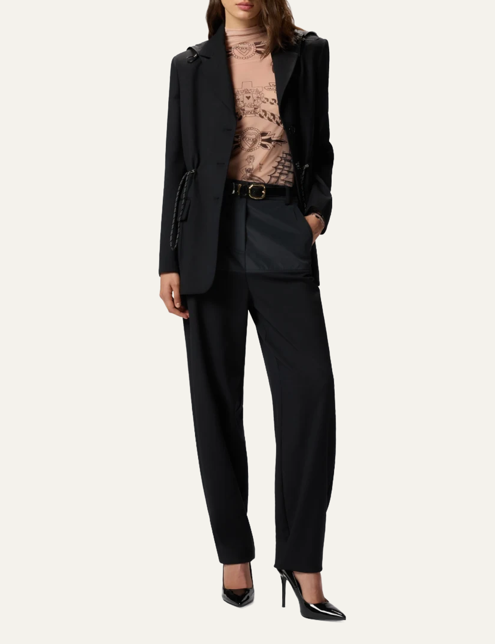 PINKO ARTEMISIA GIACCA FLANELLA DIAGONALE E TAFFETA