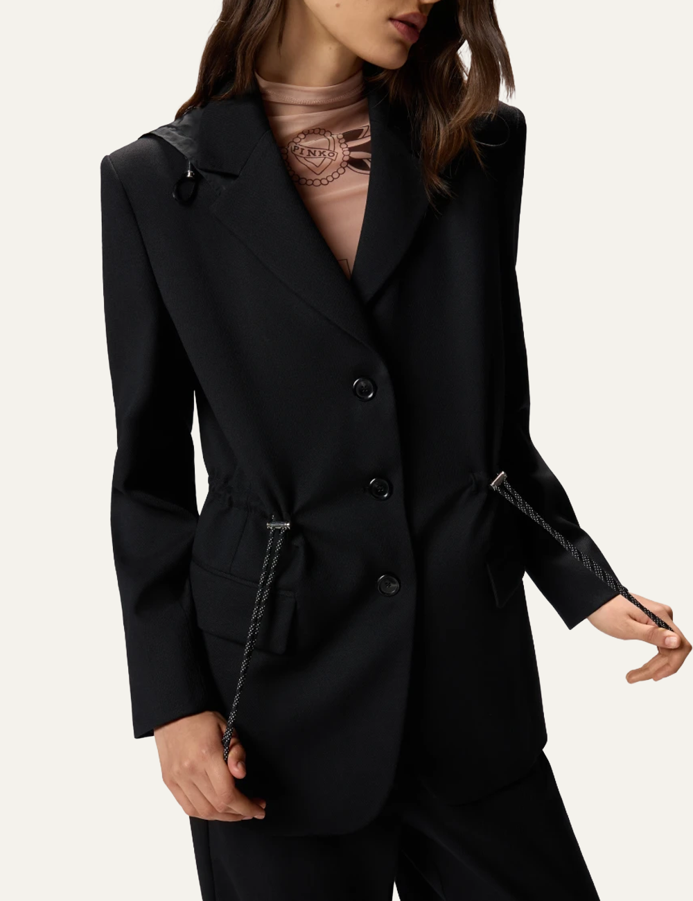 PINKO ARTEMISIA GIACCA FLANELLA DIAGONALE E TAFFETA