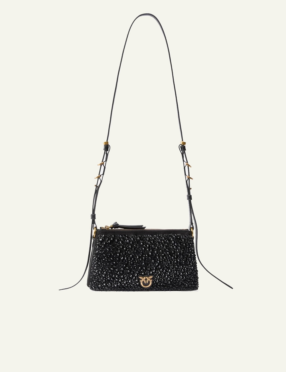 PINKO DOUBLE MINI FULL STRASS BAG
