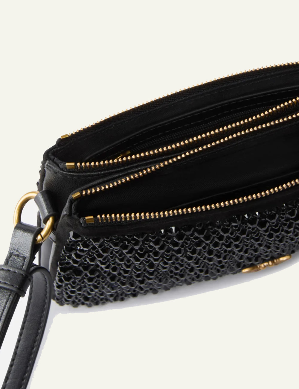 PINKO DOUBLE MINI FULL STRASS BAG