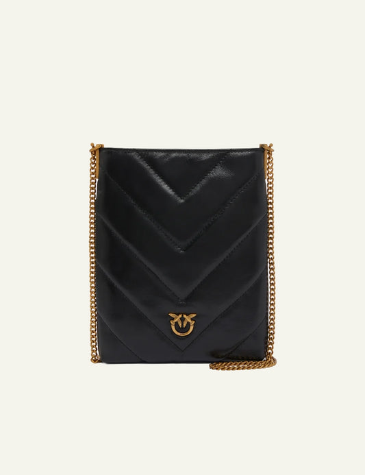 PINKO FLAT SATCHEL PELLE NAPLAK BIG CHEVRON