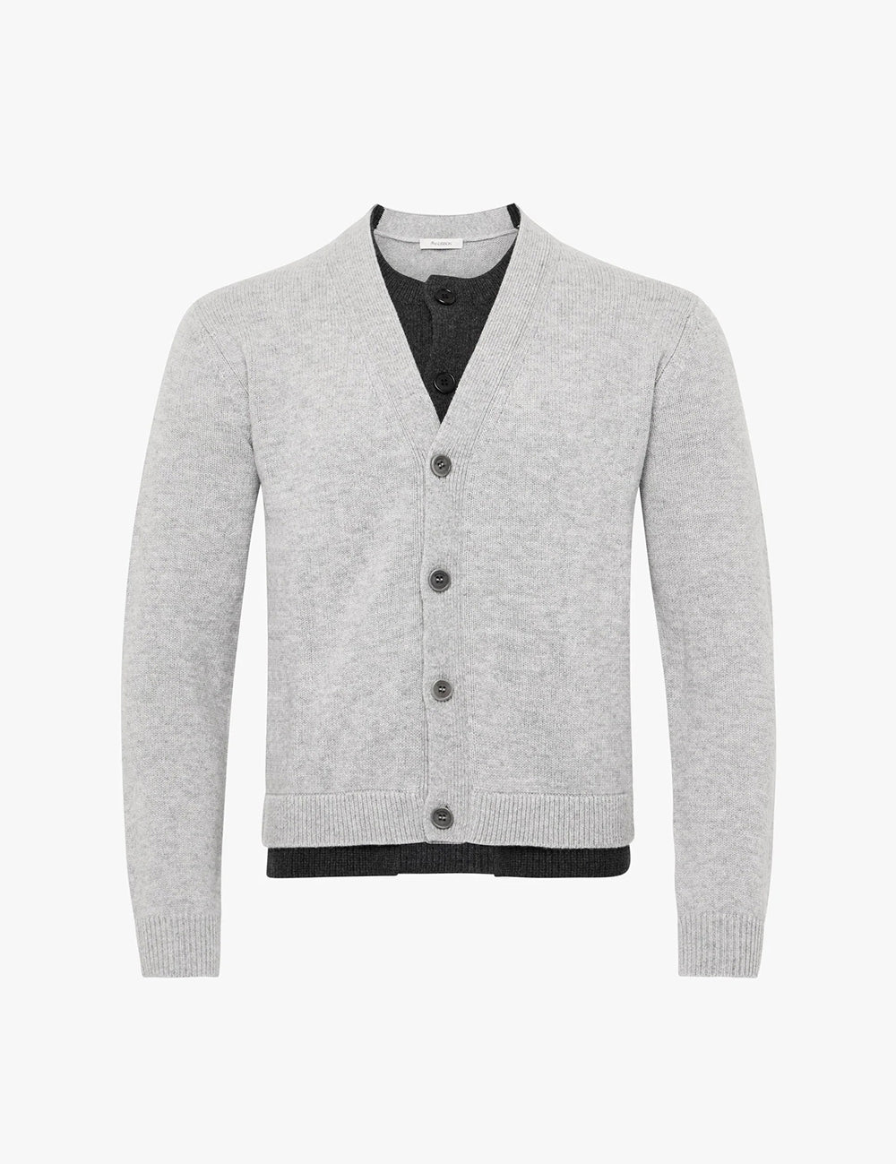 JWANDERSON CONTRAST LAYERED CARDIGAN CHARCOAL MELANGE