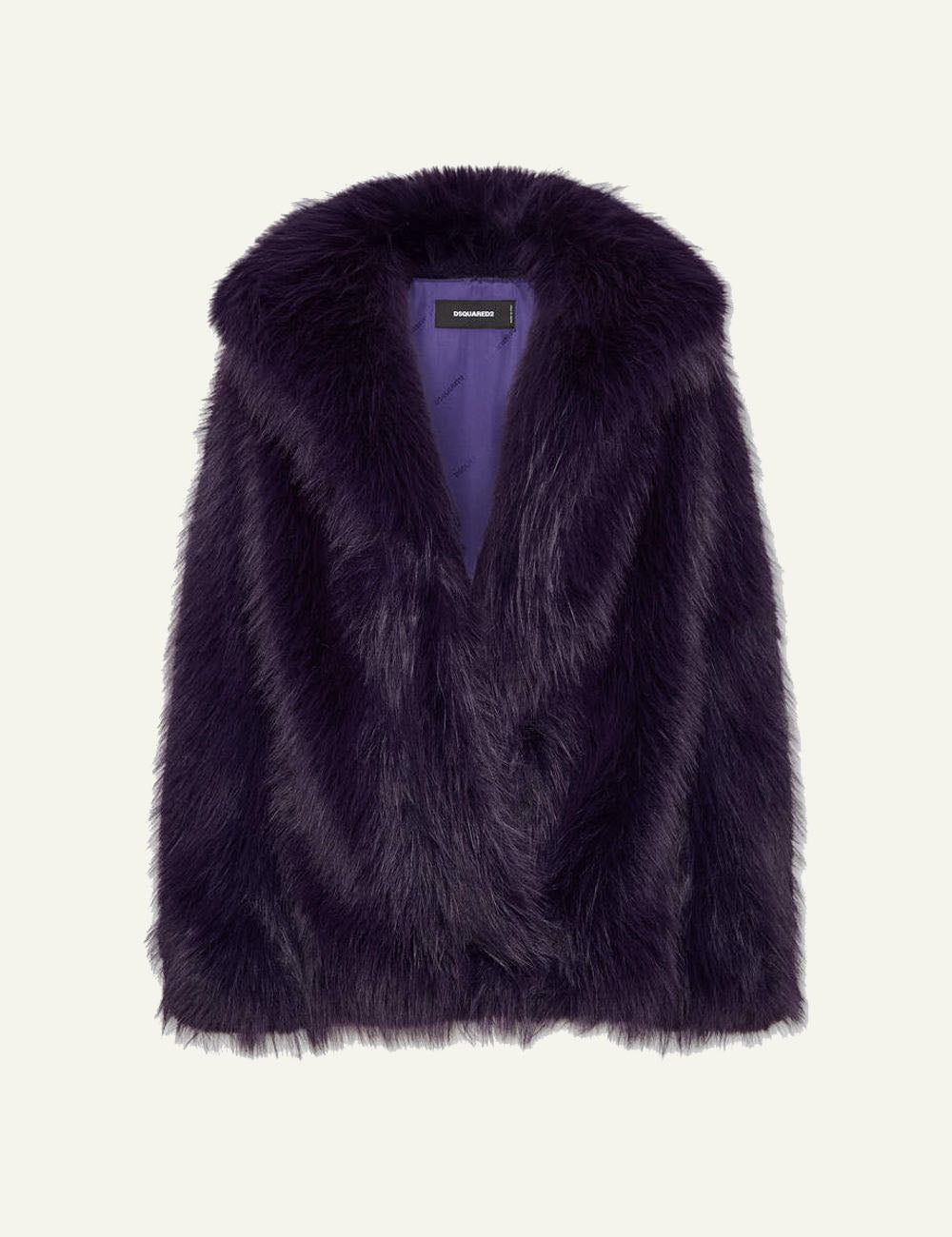 DSQUARED FAUX FUR COAT IN PURPLE