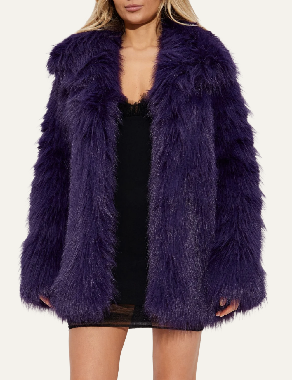 DSQUARED FAUX FUR COAT IN PURPLE