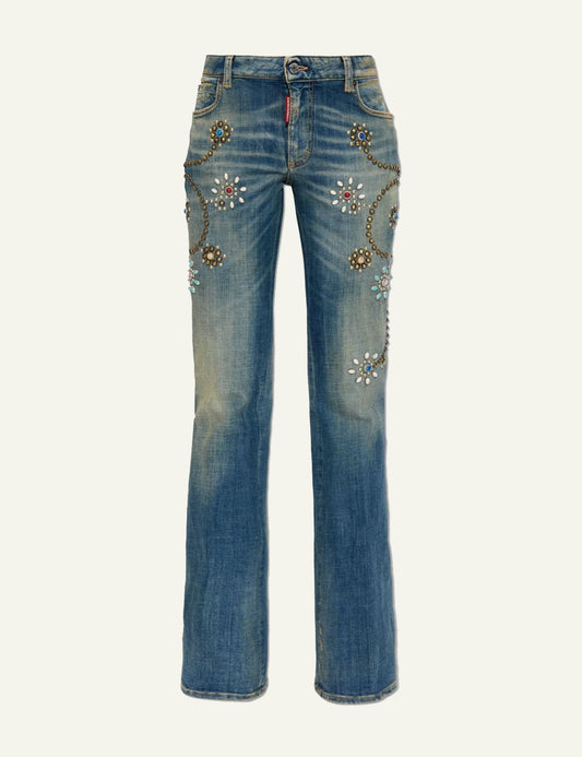 DSQUARED2 EMBELLISHED FLARED JEANS