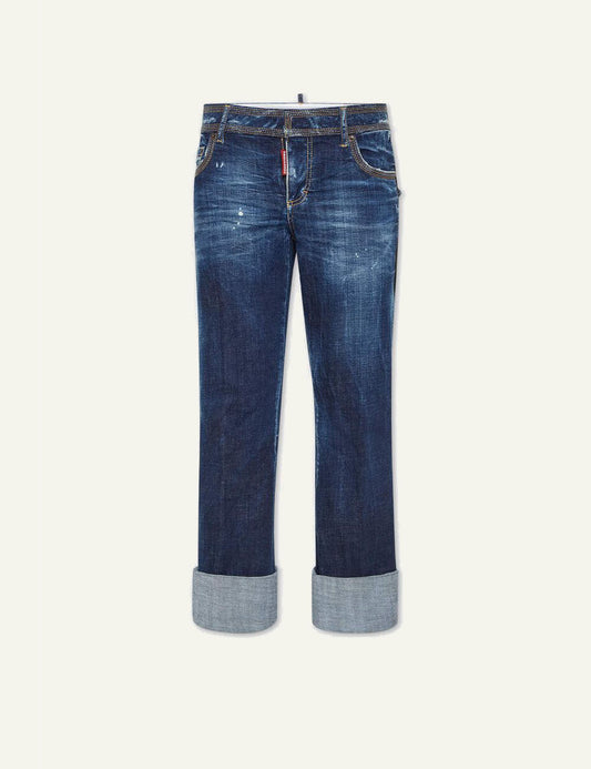 DSQUARED2 DARK CLEAN WASH JENNA FLARE JEANS