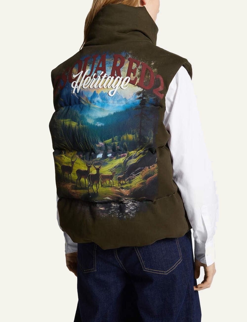 DSQUARED2 PRINTED COTTON BALL PUFF VEST