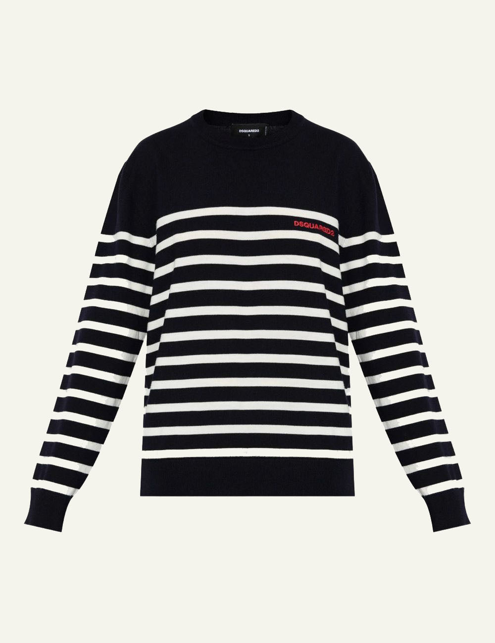 DSQUARED2 STRIPED CREWNECK SWEATER IN NAVY BLUE