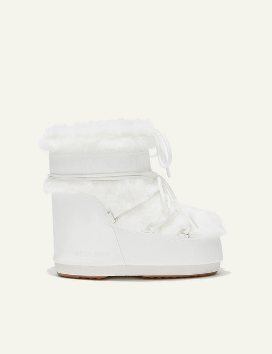 MOON BOOT MB ICON LOW FAUX FUR OPTICAL WHITE