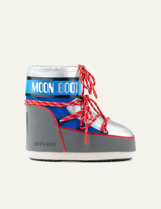 MOON BOOT MB ICON LOW SPACE RACING SILVER/BLUE/RED
