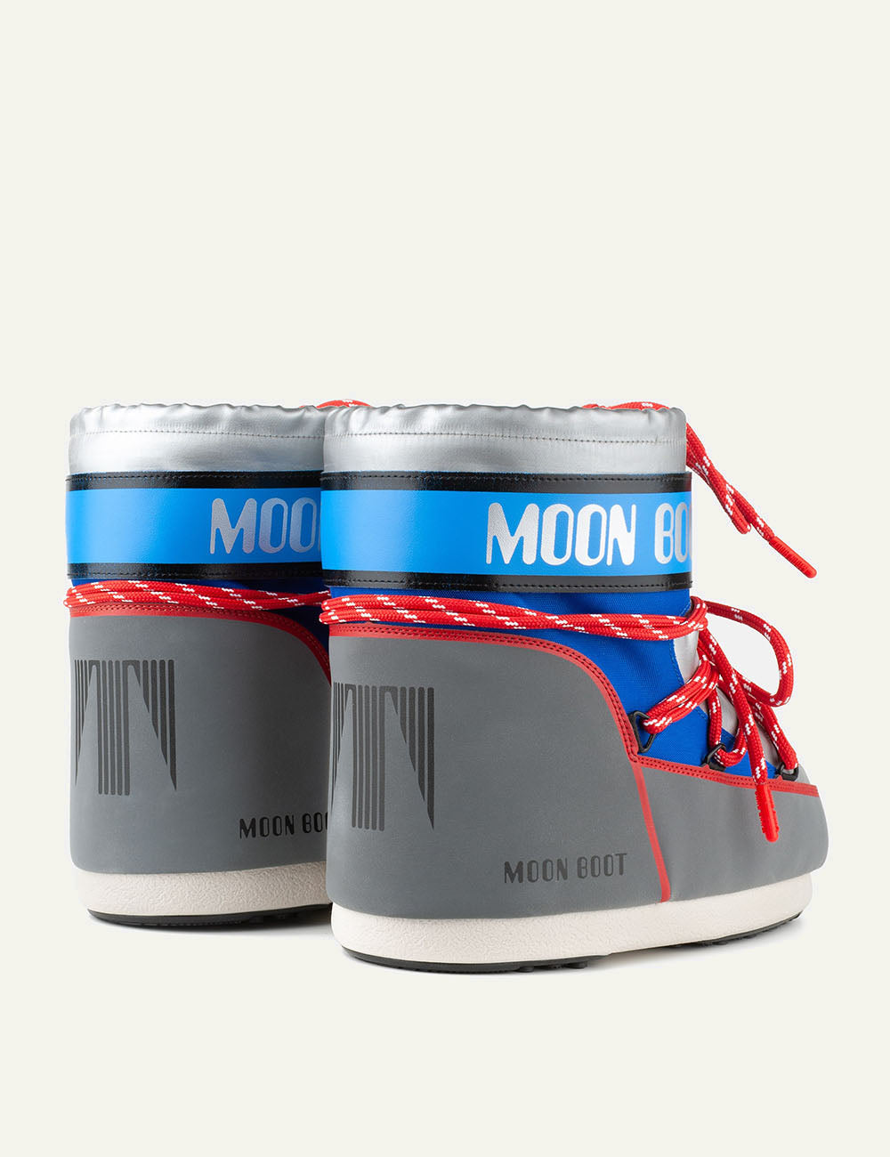MOON BOOT MB ICON LOW SPACE RACING SILVER/BLUE/RED