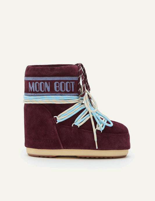 MOON BOOT MB ICON LOW SUEDE LACES BURGUNDY