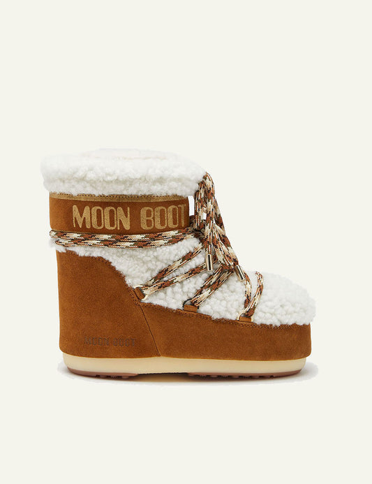 MOON BOOT MB ICON LOW SHEARLING WHISKY/OFF WHITE