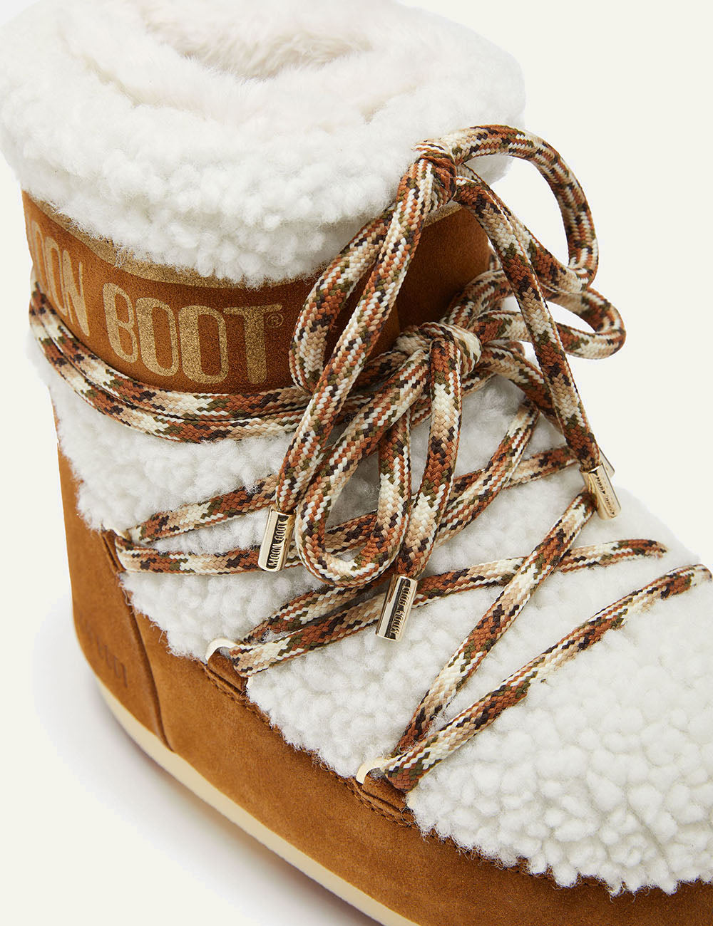 MOON BOOT MB ICON LOW SHEARLING WHISKY/OFF WHITE