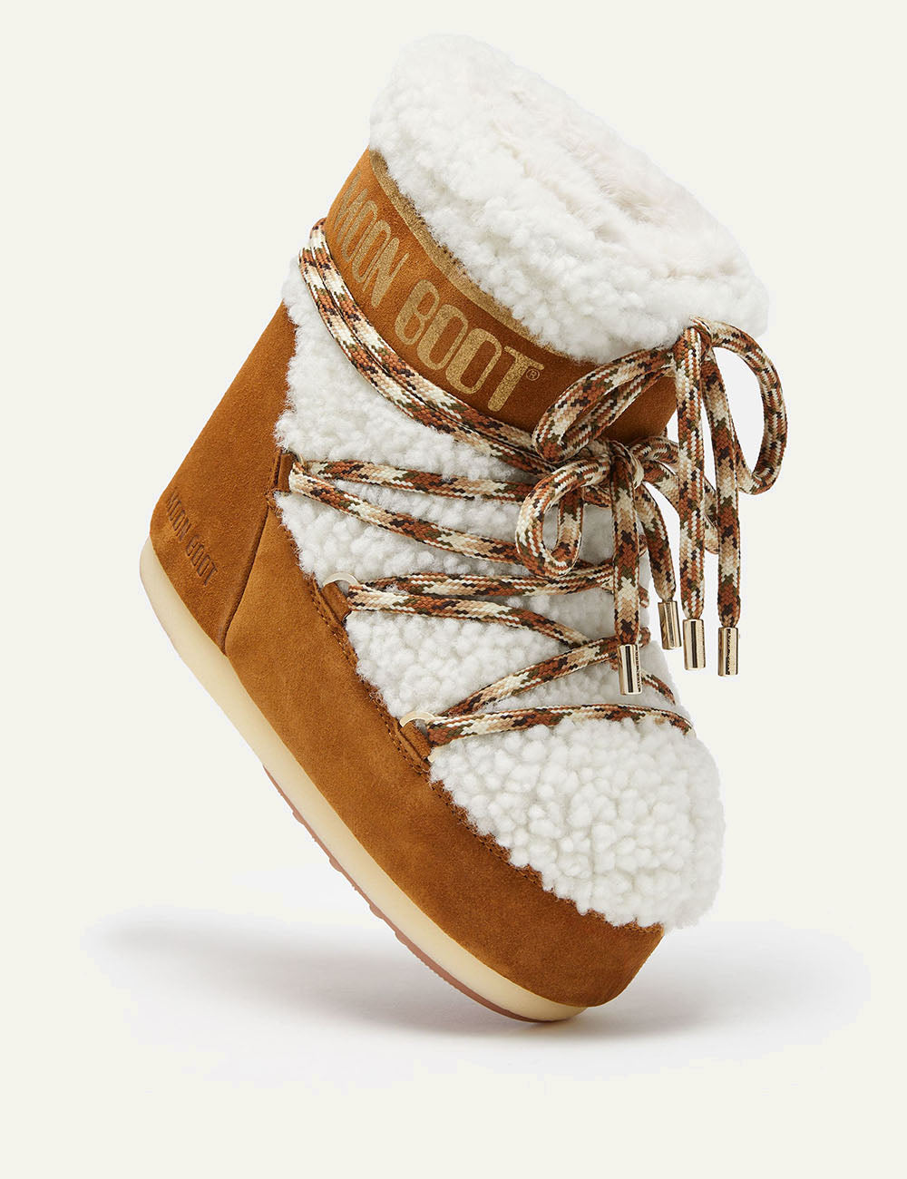 MOON BOOT MB ICON LOW SHEARLING WHISKY/OFF WHITE