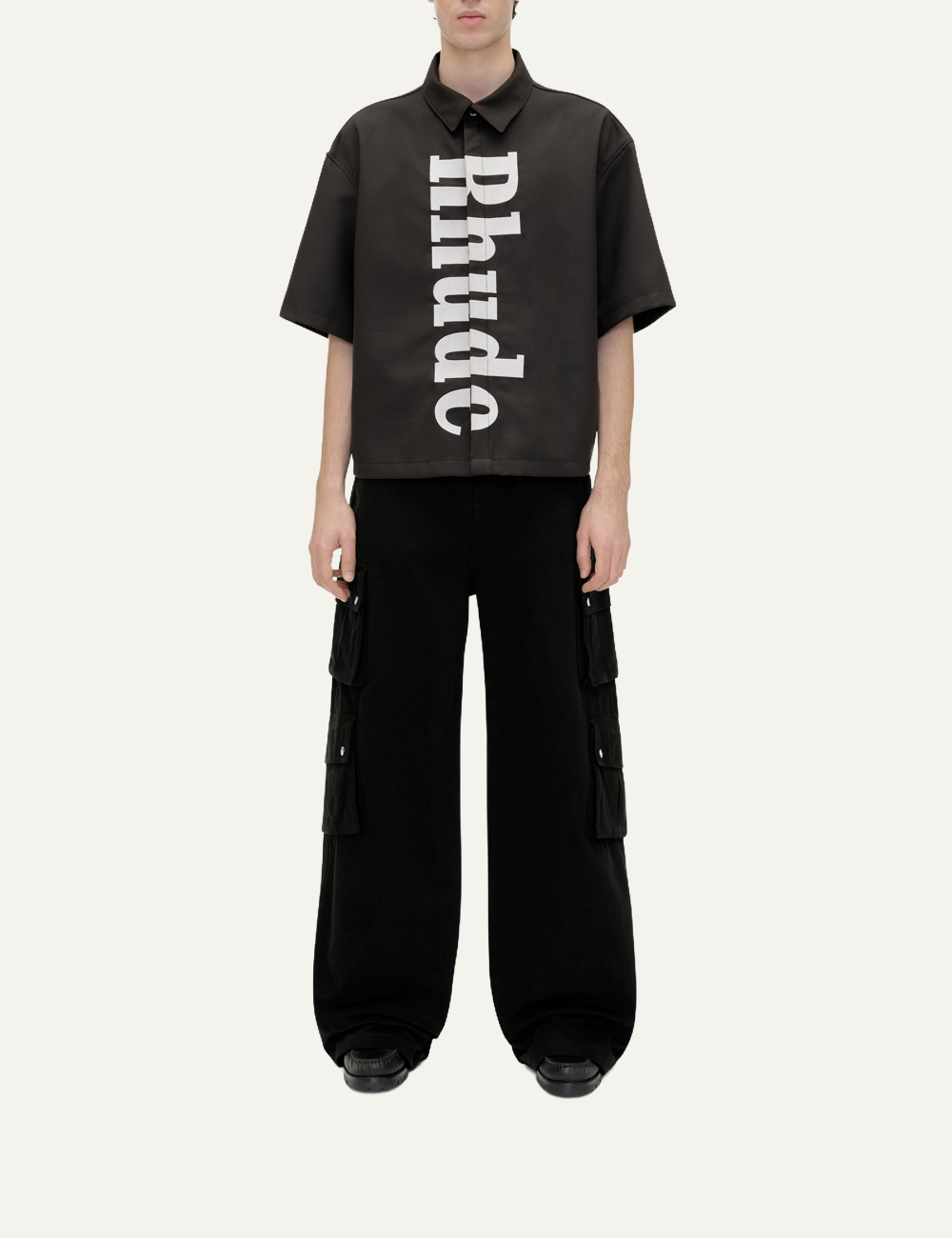RHUDE CENTER LOGO BUTTON UP SHIRT