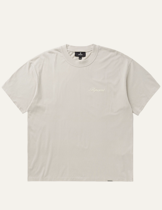 REPRESENT SCRIPT LOGO T-SHIRT CONCRETE