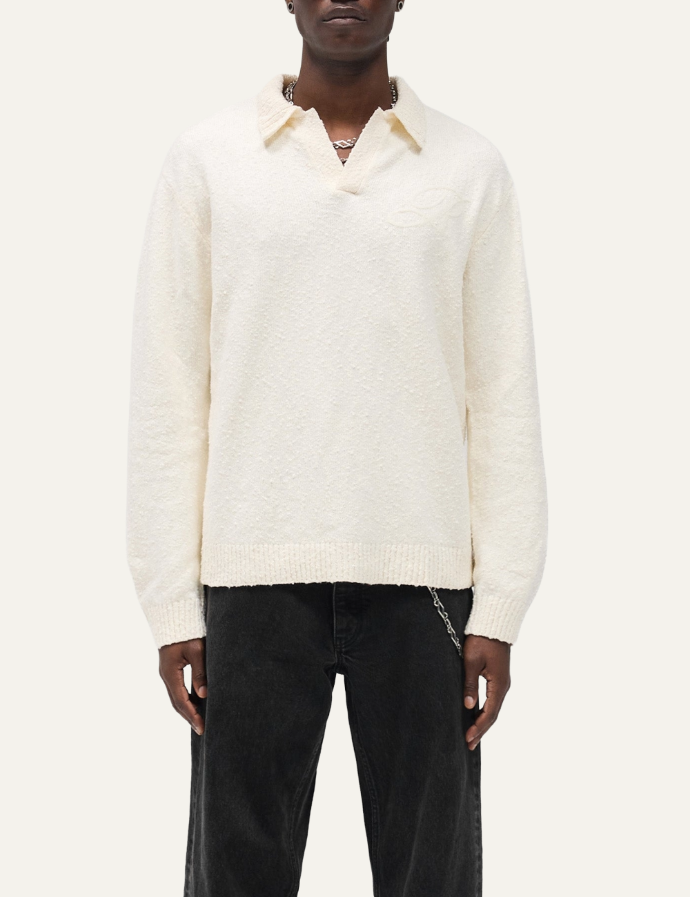 REPRESENT KNITTED POLO AGED WHITE