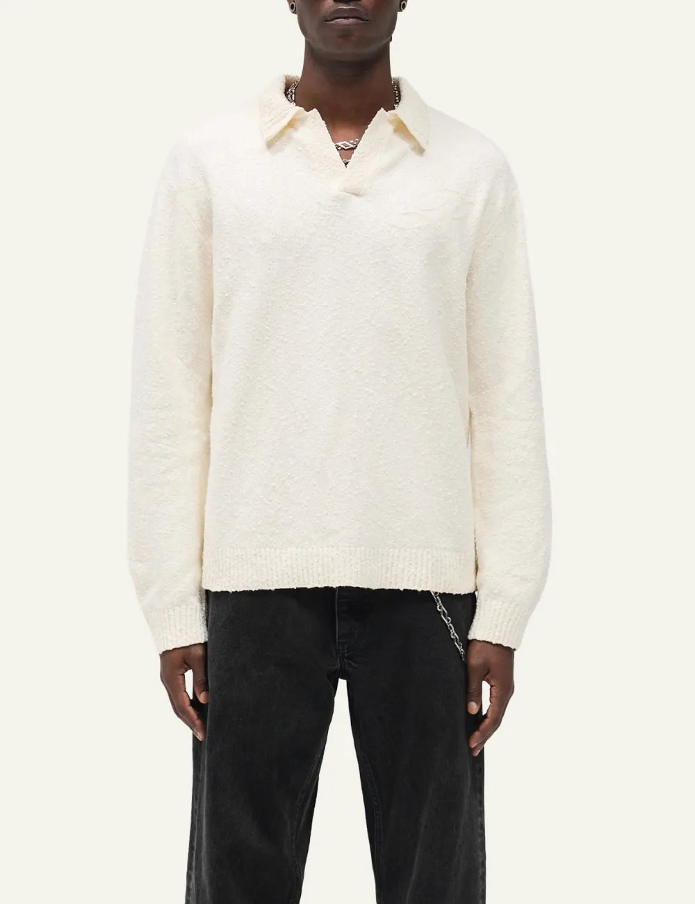 REPRESENT KNITTED POLO AGED WHITE