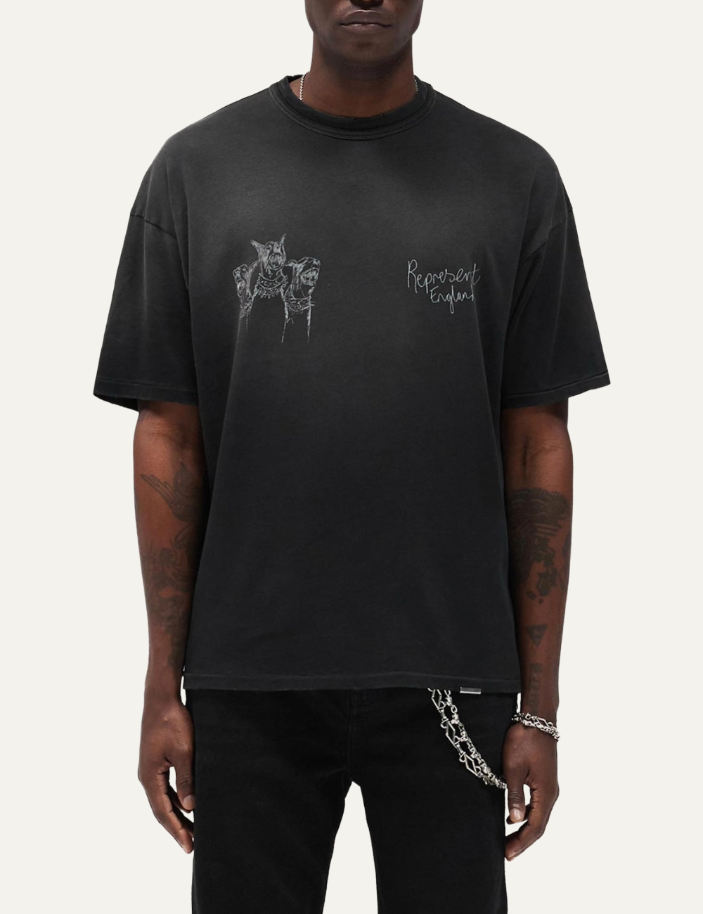 REPRESENT THOROUGHBRED DOGS T-SHIRT AGED BLACK