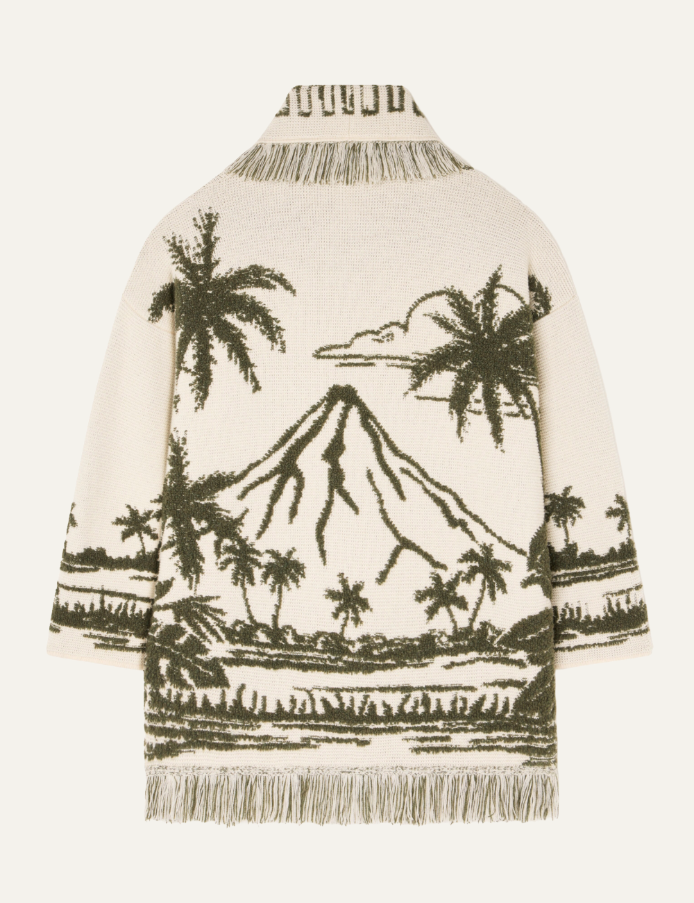 ALANUI PALM GROVE TALES CARDIGAN IVORY-OLIVE