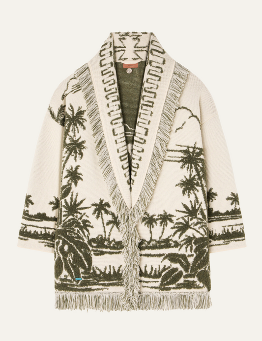 ALANUI PALM GROVE TALES CARDIGAN IVORY-OLIVE