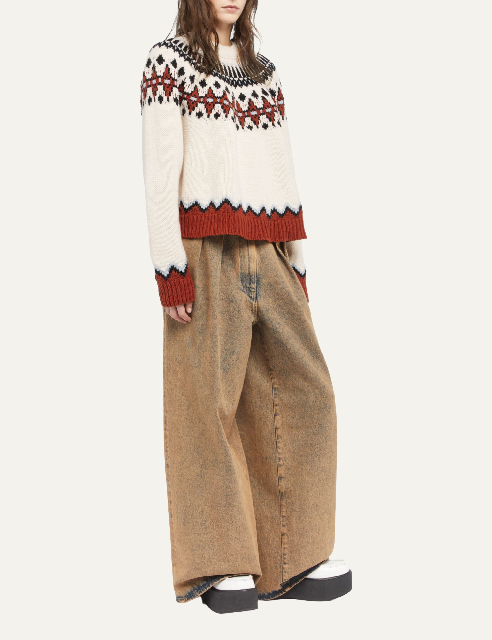 ALANUI SWEET WINTER SWEATER BRICK MULTICOLOR