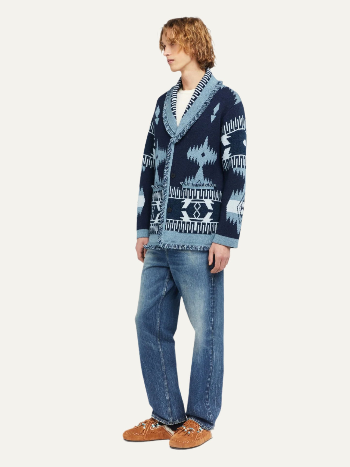 ALANUI ICON JACQUARD CARDIGAN MIDNIGHT DENIM