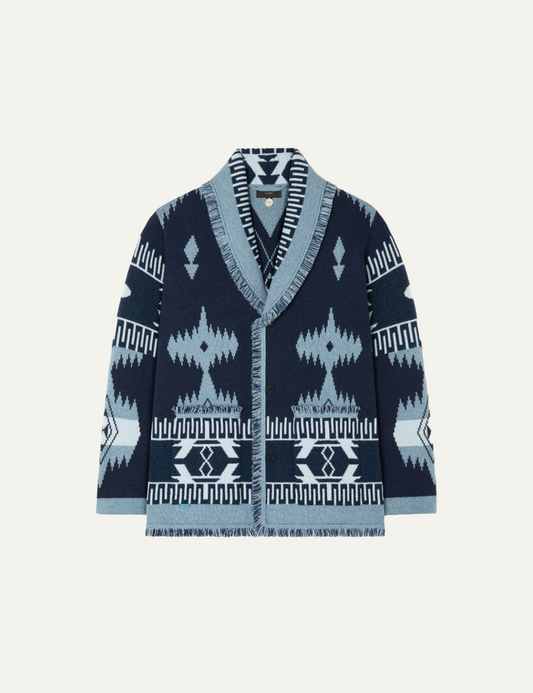 ALANUI ICON JACQUARD CARDIGAN MIDNIGHT DENIM