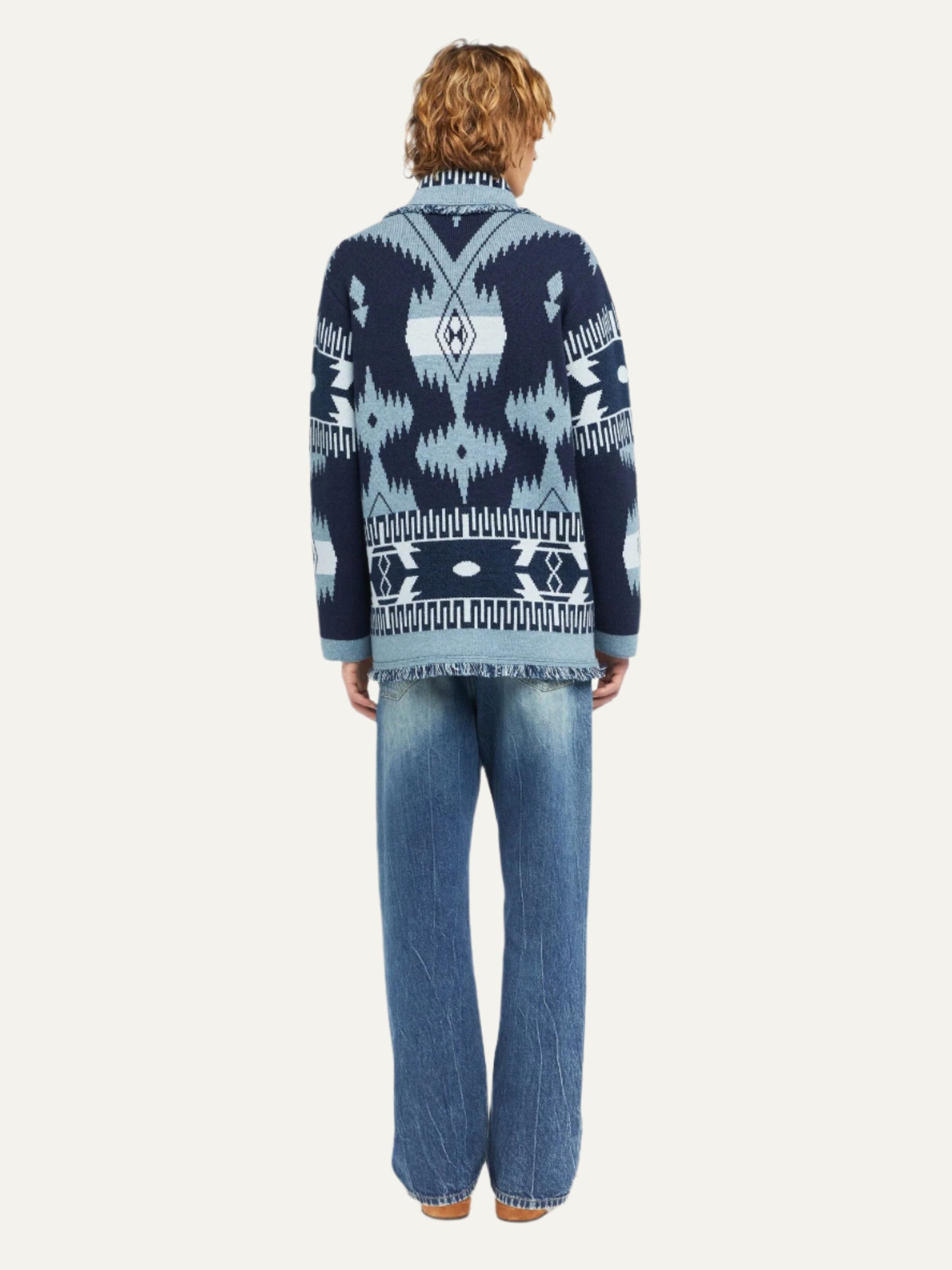 ALANUI ICON JACQUARD CARDIGAN MIDNIGHT DENIM