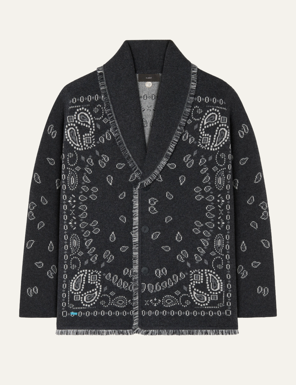ALANUI BANDANA JACQUARD CARDIGAN CHARCOAL