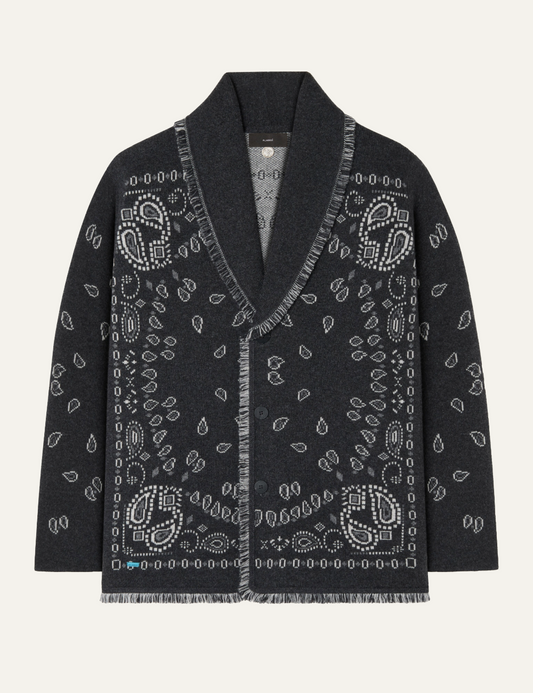 ALANUI BANDANA JACQUARD CARDIGAN CHARCOAL