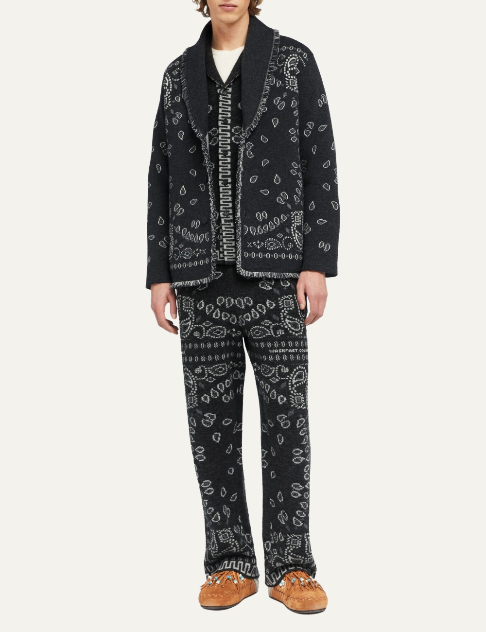 ALANUI BANDANA JACQUARD CARDIGAN CHARCOAL