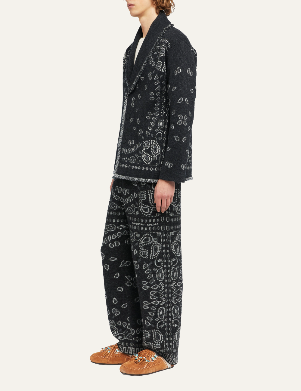 ALANUI BANDANA JACQUARD CARDIGAN CHARCOAL