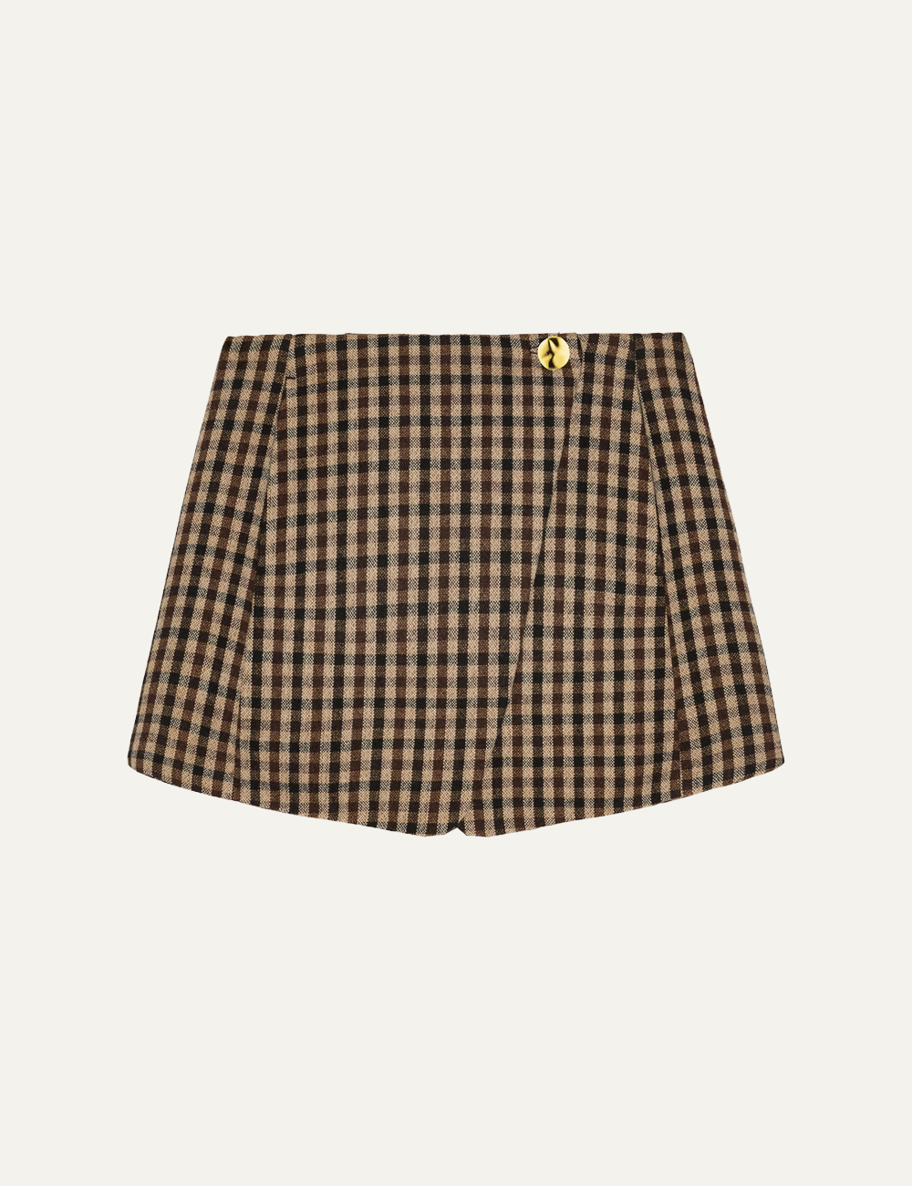 GANNI CHECK WOOL MIX SKIRT