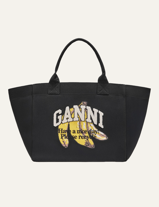 GANNI SHOPPER XXL POCKET BANANA PRINT