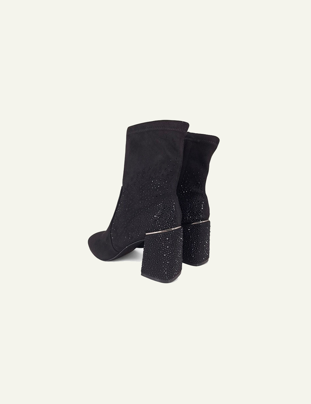 ALMA EN PENA BLACK SUEDE CRYSTAL BLOCK ANKLE BOOTS