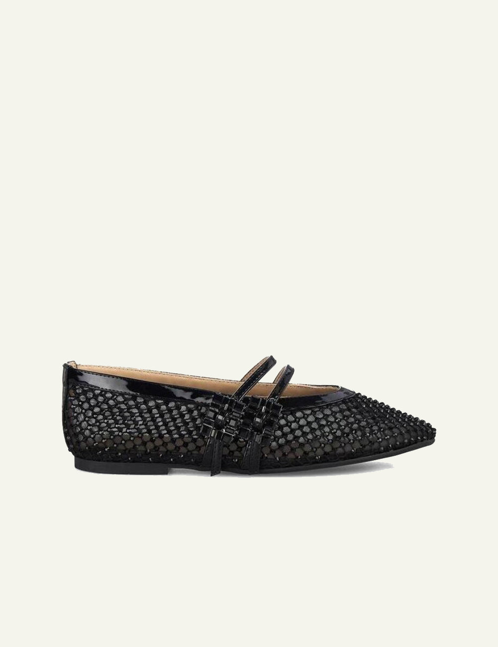 ALMA EN PENA BLACK CRYSTAL MESH POINTED FLATS