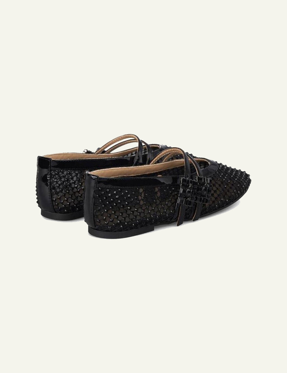 ALMA EN PENA BLACK CRYSTAL MESH POINTED FLATS