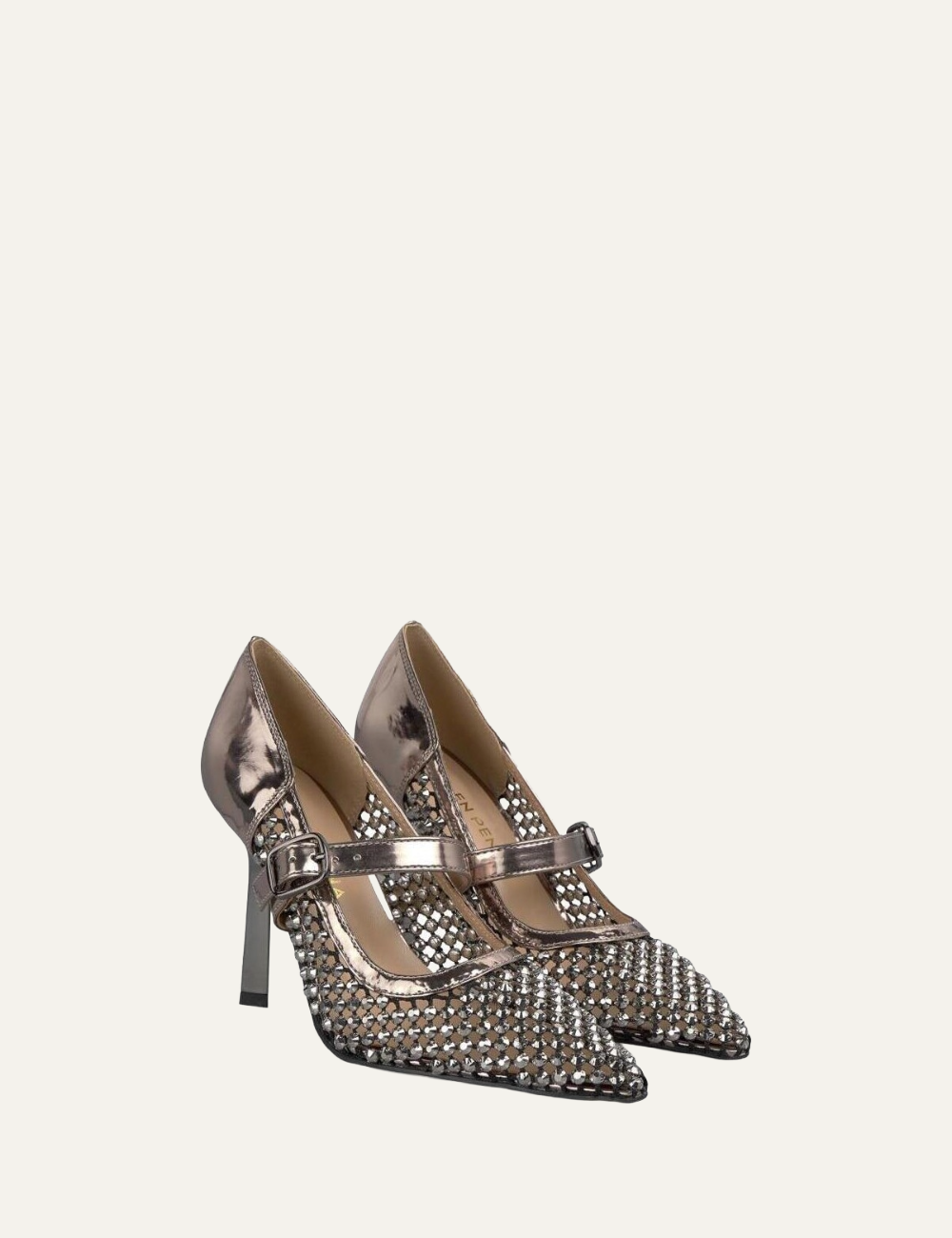 ALMA EN PENA SILVER MESH HIGH HEEL SHOE