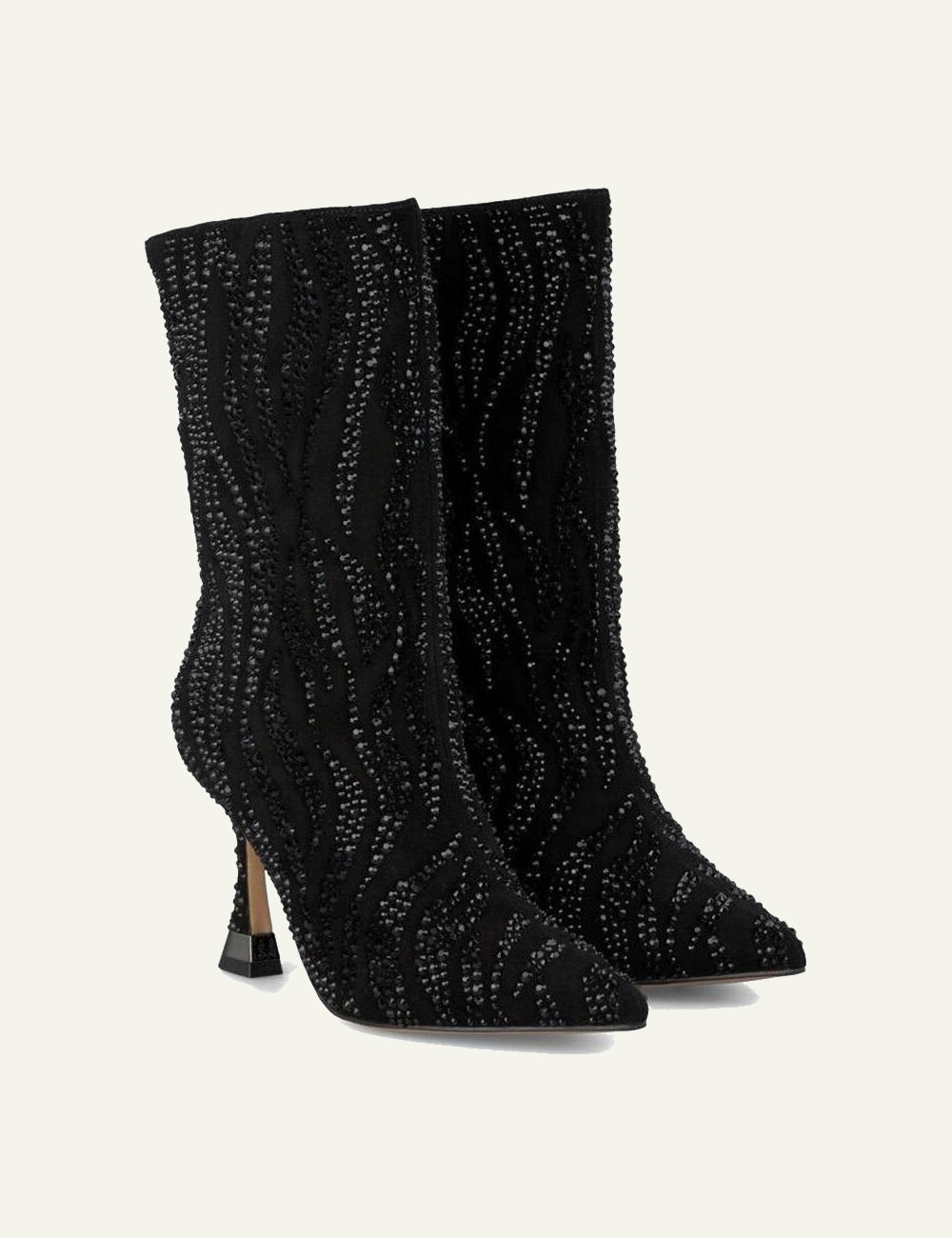 ALMA EN PENA BLACK SUEDE CRYSTAL MID-CALF BOOTS