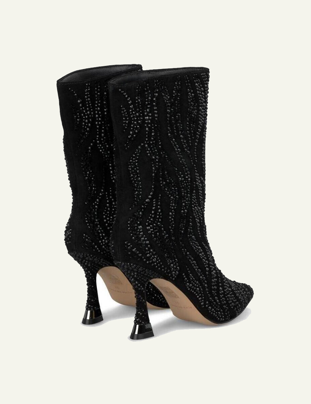 ALMA EN PENA BLACK SUEDE CRYSTAL MID-CALF BOOTS