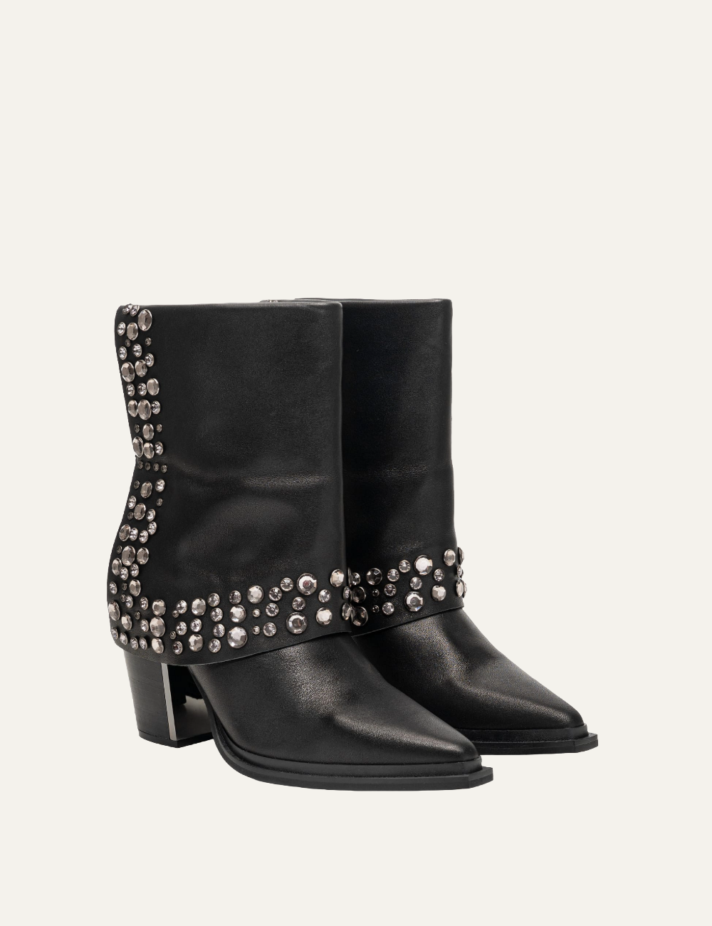 ALMA EN PENA BLACK STUDDED LEATHER BOOTS