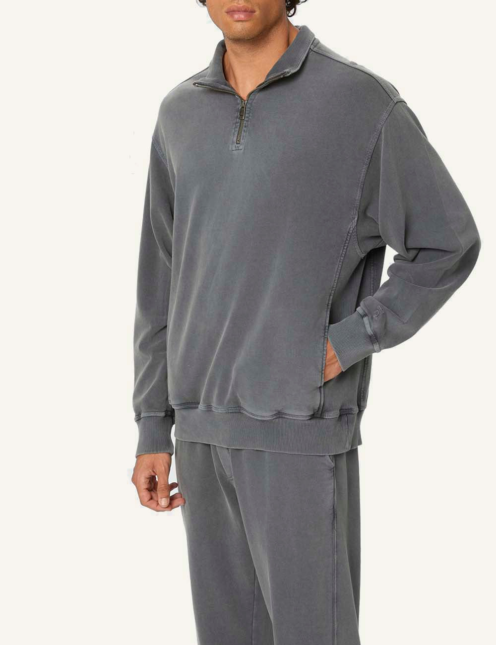 DIRTY LAUNDRY DROPPED SHOULDER HALF-ZIP CREWNECK