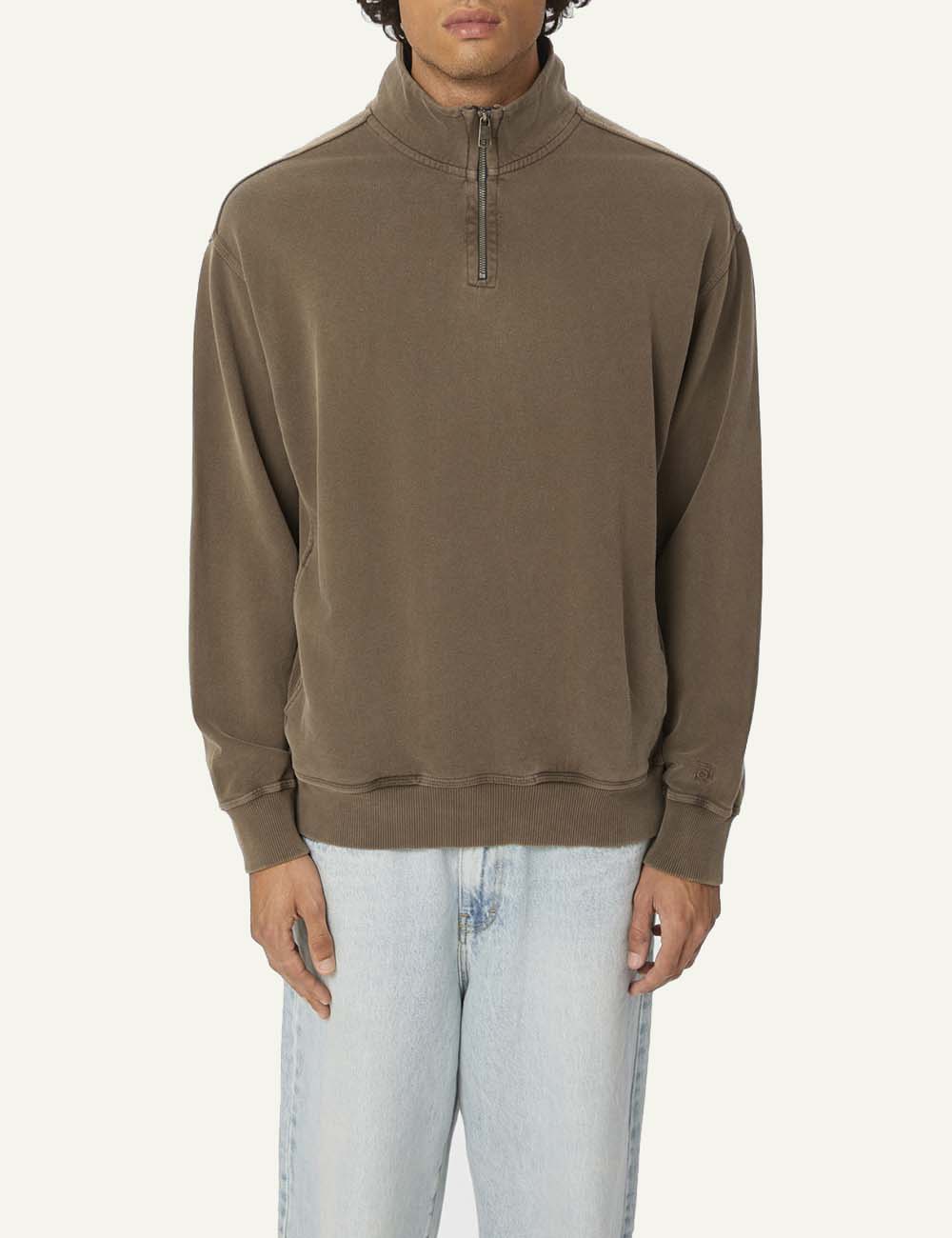 DIRTY LAUNDRY DROPPED SHOULDER HALF-ZIP CREWNECK