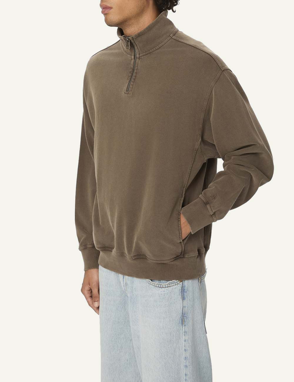 DIRTY LAUNDRY DROPPED SHOULDER HALF-ZIP CREWNECK