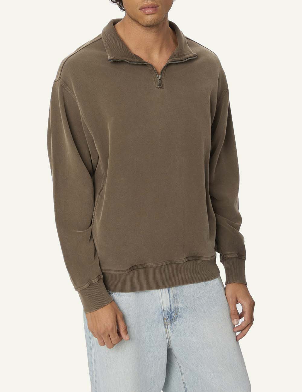 DIRTY LAUNDRY DROPPED SHOULDER HALF-ZIP CREWNECK