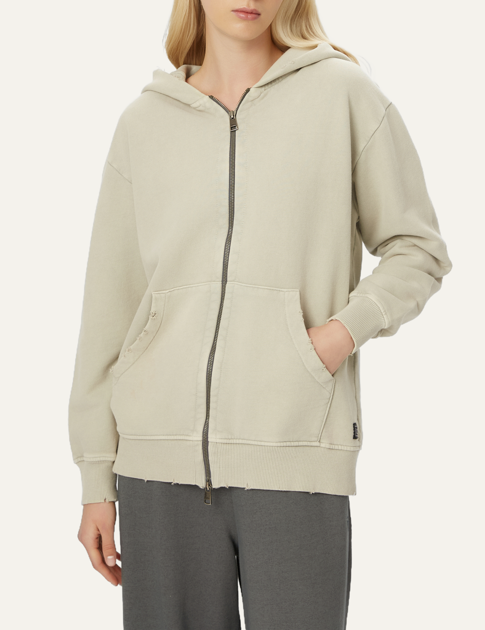 DIRTY LAUNDRY OVERSIZED FULLZIP WITH DESTROYS